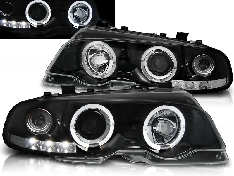 Frontlykter BMW 3 (E46) 1999-2003 ANGEL EYES BLACK – bilde 2