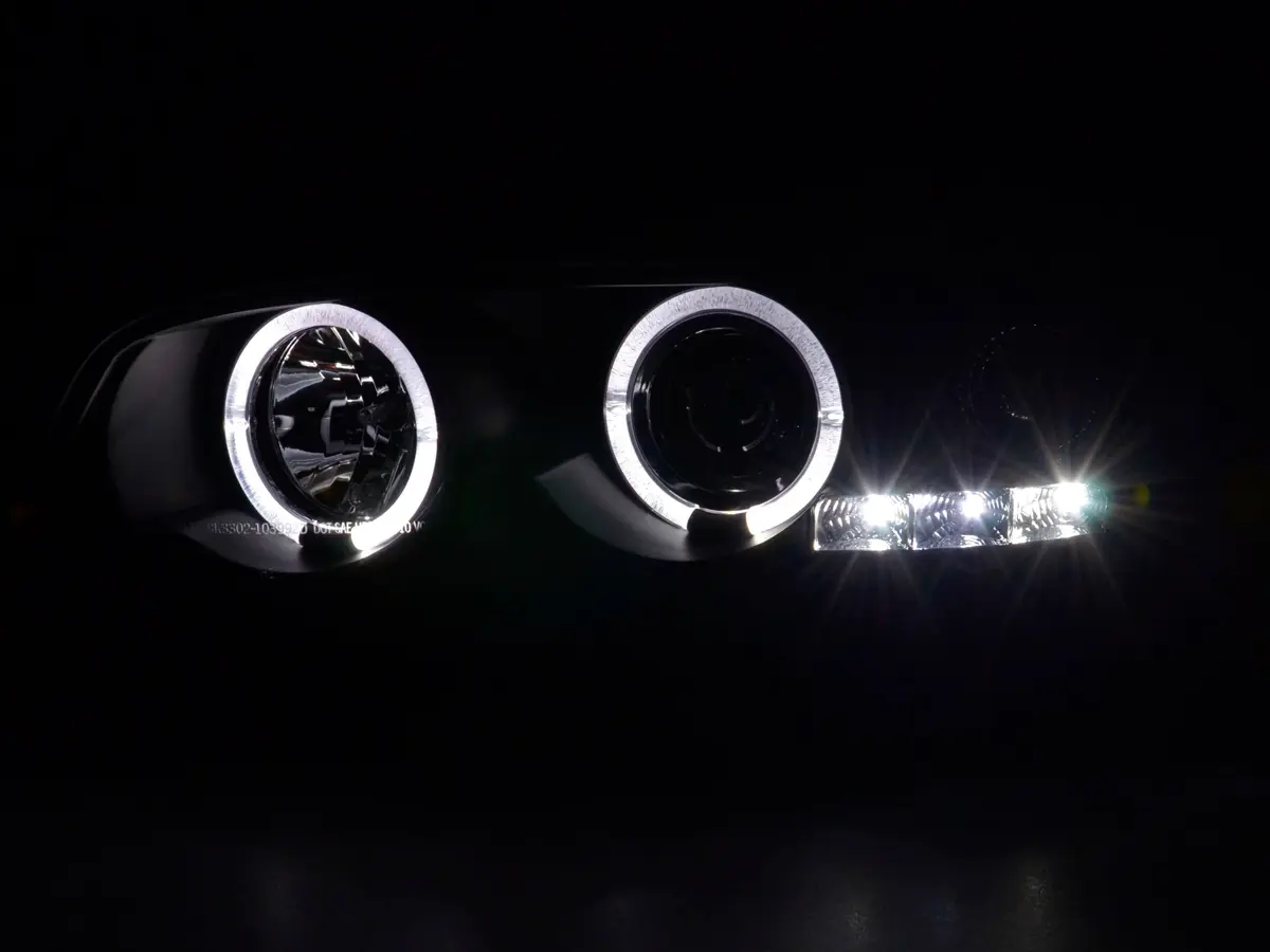 Frontlykter BMW 3 (E46) 1999-2003 ANGEL EYES BLACK – bilde 5