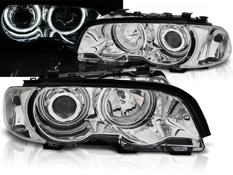 Frontlykter BMW 3 (E46) 1999-2003 ANGEL EYES CCFL CHROME – bilde 2