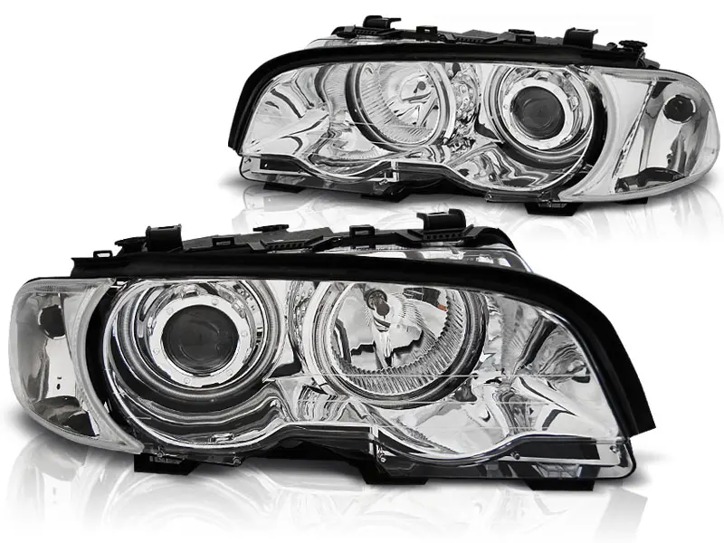 Frontlykter BMW 3 (E46) 1999-2003 ANGEL EYES CCFL CHROME – bilde 3