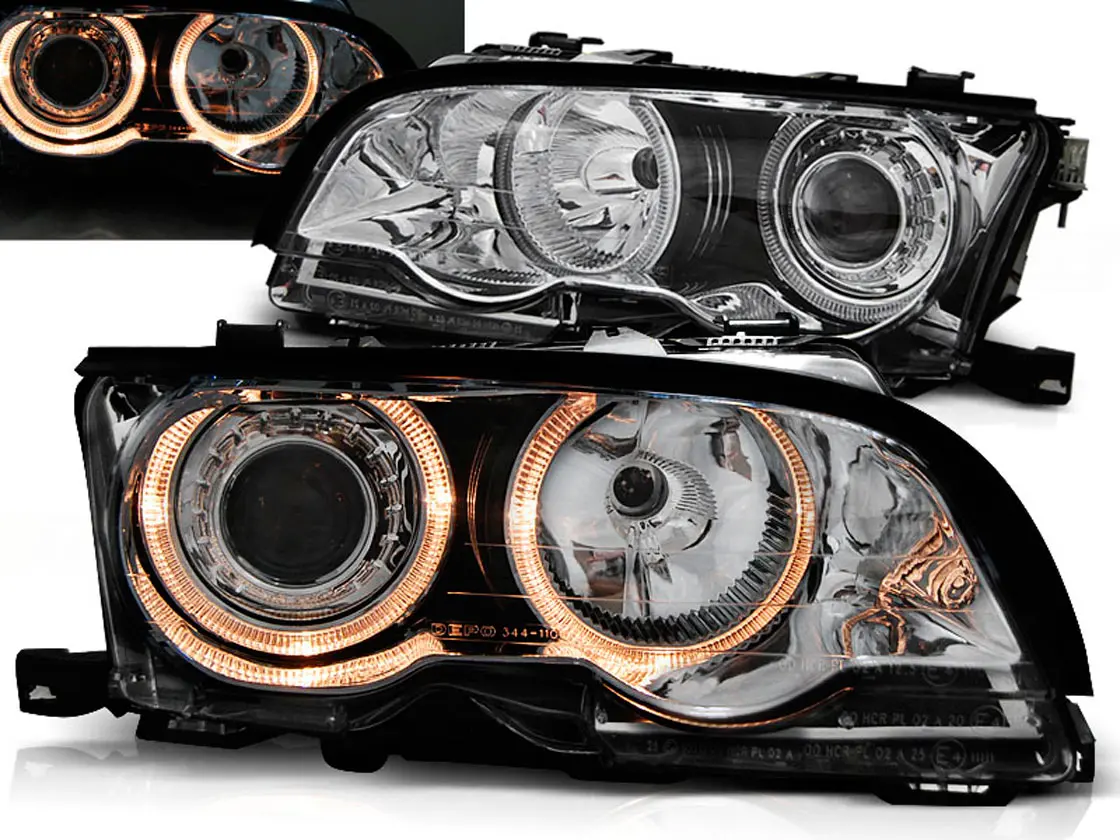 Frontlykter BMW 3 (E46) 2001 - 2003 | ANGEL EYES CHROME