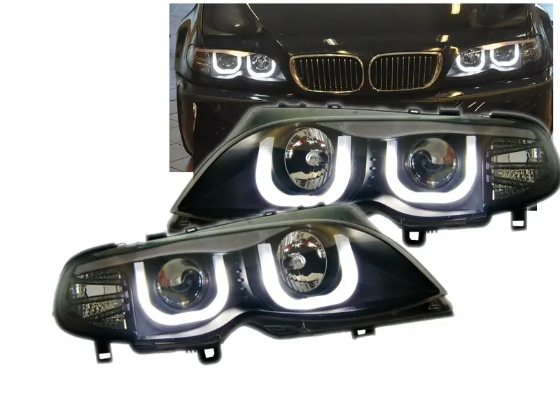 Frontlykter BMW 3 (E46) 2001-2005 ANGEL EYES 3D BLACK