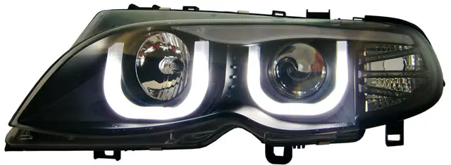 Frontlykter BMW 3 (E46) 2001-2005 ANGEL EYES 3D BLACK – bilde 2