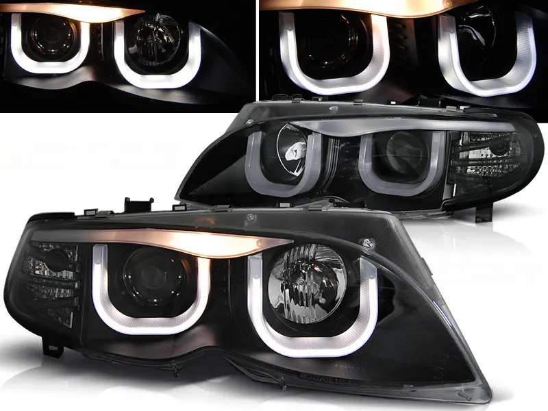 Frontlykter BMW 3 (E46) 2001-2005 ANGEL EYES 3D BLACK – bilde 3