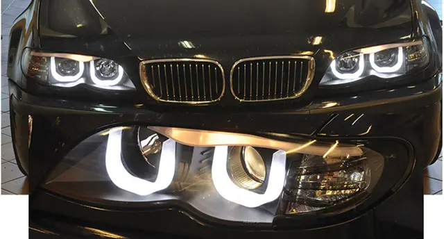 Frontlykter BMW 3 (E46) 2001-2005 ANGEL EYES 3D BLACK – bilde 4