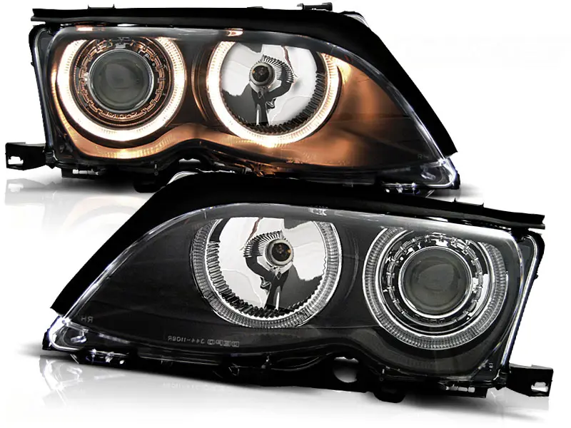 Frontlykter BMW 3 (E46) 2001-2005 ANGEL EYES BLACK