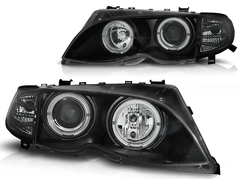 Frontlykter BMW 3 (E46) 2001-2005 ANGEL EYES BLACK – bilde 2