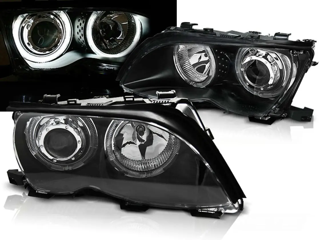 Frontlykter BMW 3 (E46) 2001 - 2005  │ Angel Eyes CCFL Black Image 1
