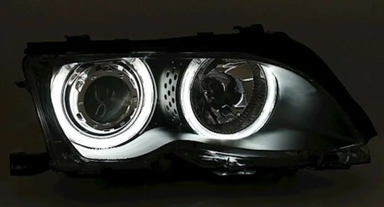 Frontlykter BMW 3 (E46) 2001 - 2005  │ Angel Eyes CCFL Black Image 3