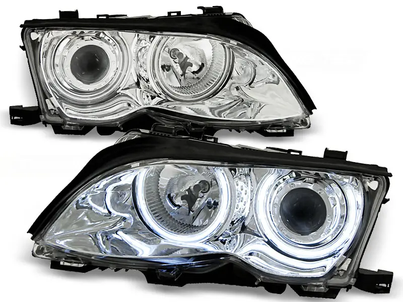 Frontlykter BMW 3 (E46) 2001-2005 ANGEL EYES CCFL CHROME – bilde 2