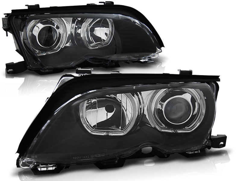 Frontlykter BMW 3 (E46) 2001-2005 ANGEL EYES LED BLACK – bilde 6