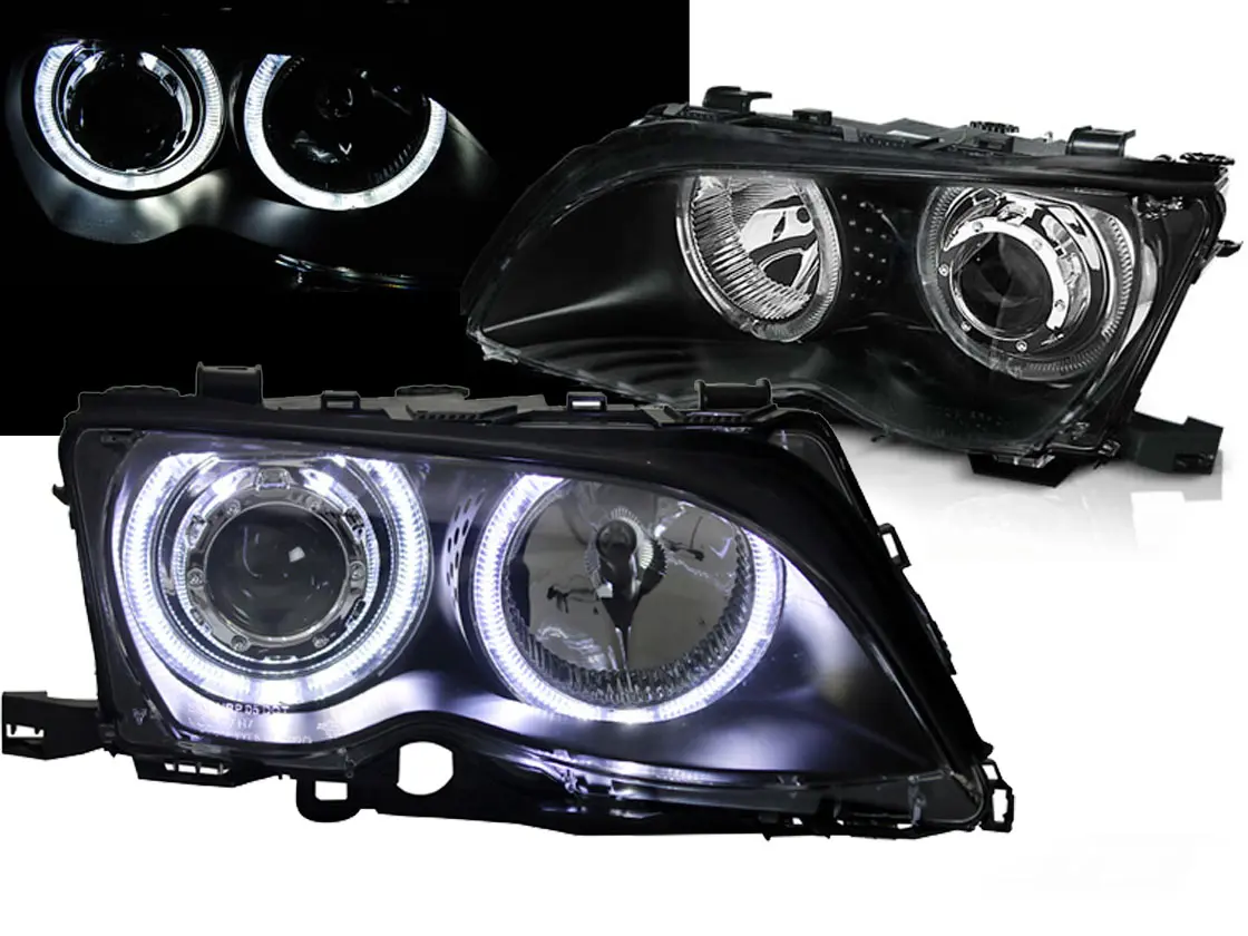 Frontlykter BMW 3 (E46) 2001-2005 ANGEL EYES LED BLACK Image 1