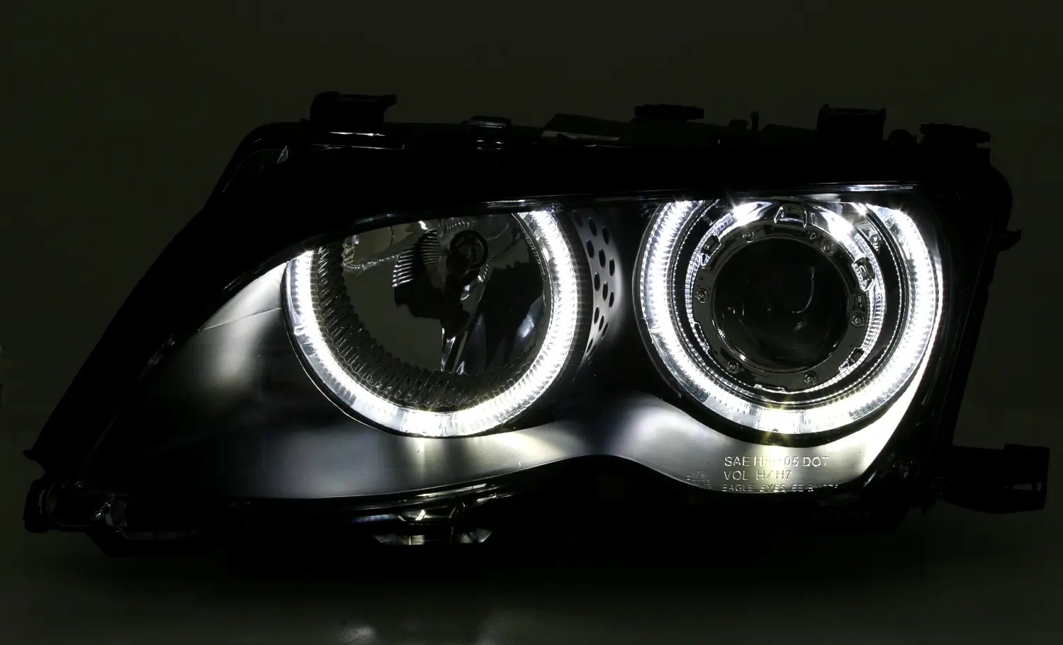 Frontlykter BMW 3 (E46) 2001-2005 ANGEL EYES LED BLACK Image 2