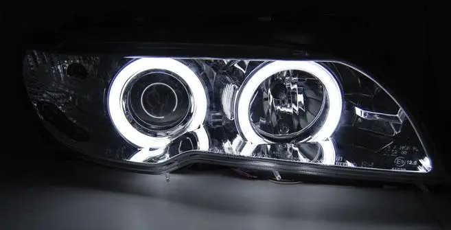 Frontlykter BMW 3 (E46) 2003-2006 ANGEL EYES CCFL CHROME – bilde 3