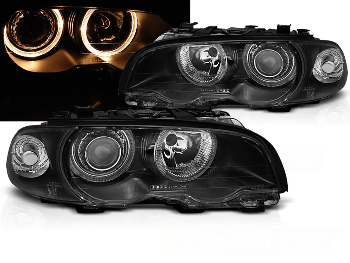 Frontlykter BMW 3 (E46) Coupe 1999-2001 ANGEL EYES BLACK – bilde 2