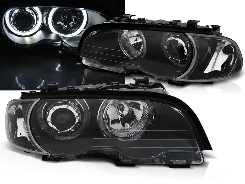 Frontlykter BMW 3 (E46) Coupe 1999 - 2003 │ Angel Eyes LED Black Image 1