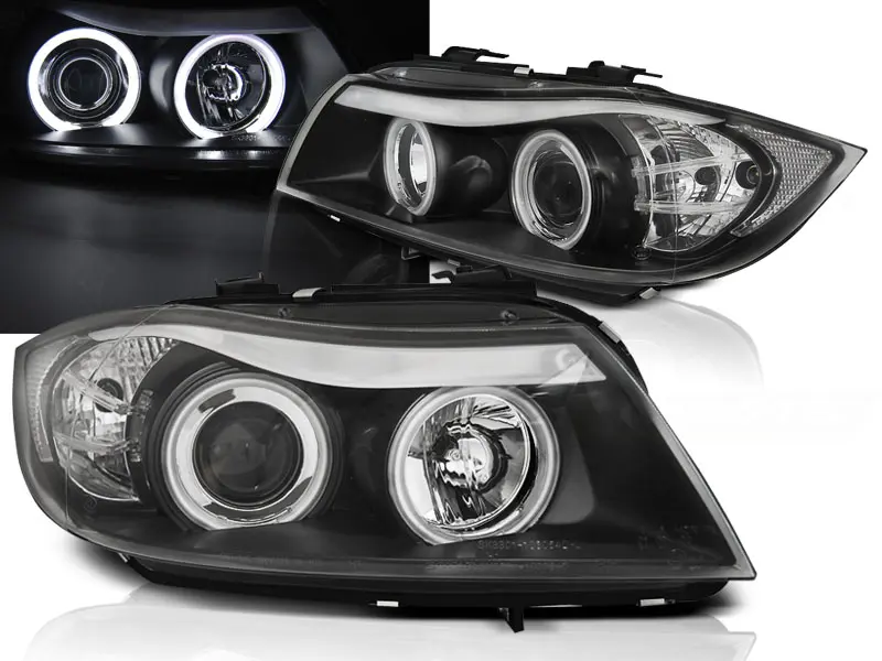 Frontlykter BMW 3 (E90/E91) 2004-2008 ANGEL EYES CCFL BLACK