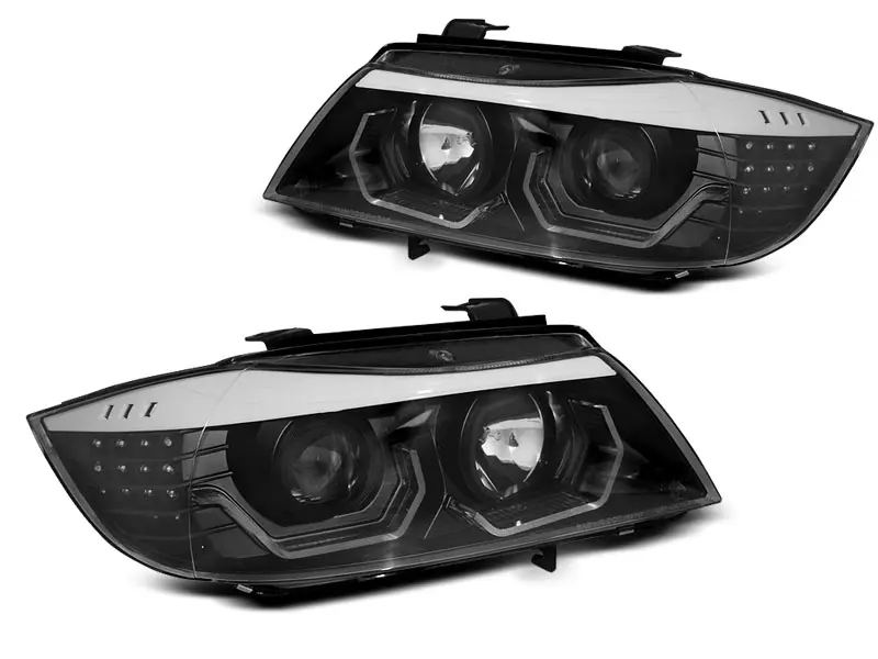 Frontlykter BMW 3 (E90/E91) 2004-2008 ANGEL EYES LED 3D BLACK SELGES UTEN GARANTI – bilde 14