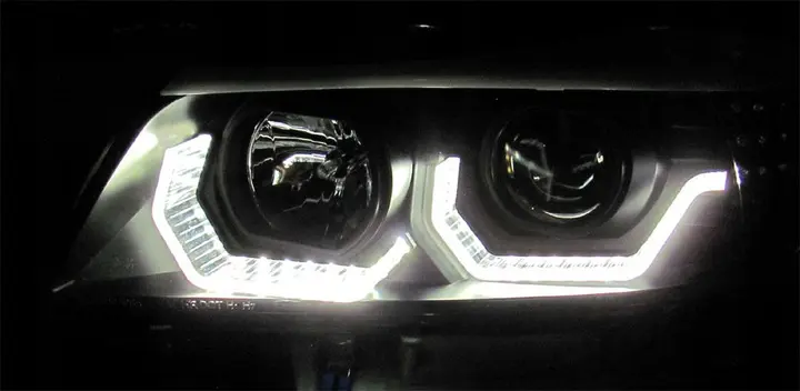 Frontlykter BMW 3 (E90/E91) 2004-2008 ANGEL EYES LED 3D BLACK SELGES UTEN GARANTI – bilde 3