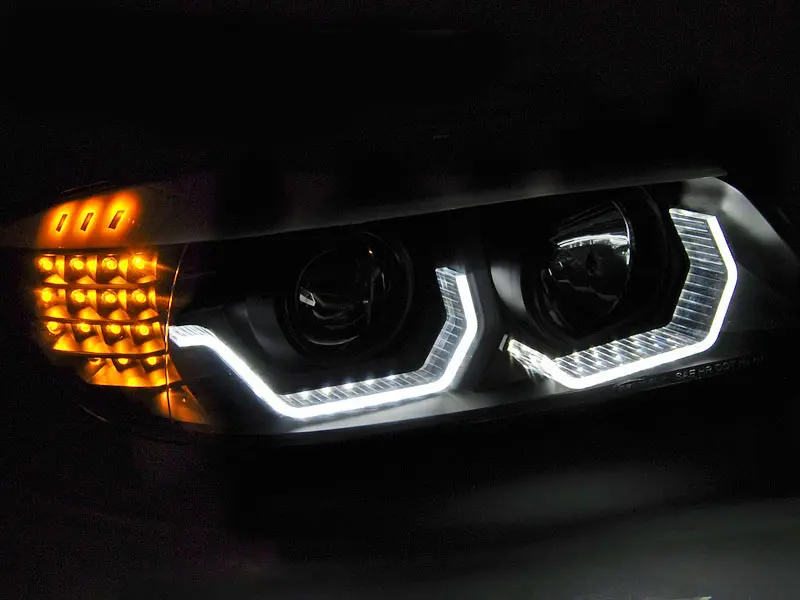 Frontlykter BMW 3 (E90/E91) 2004-2008 ANGEL EYES LED 3D BLACK SELGES UTEN GARANTI – bilde 4