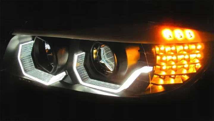 Frontlykter BMW 3 (E90/E91) 2004-2008 ANGEL EYES LED 3D BLACK SELGES UTEN GARANTI – bilde 8