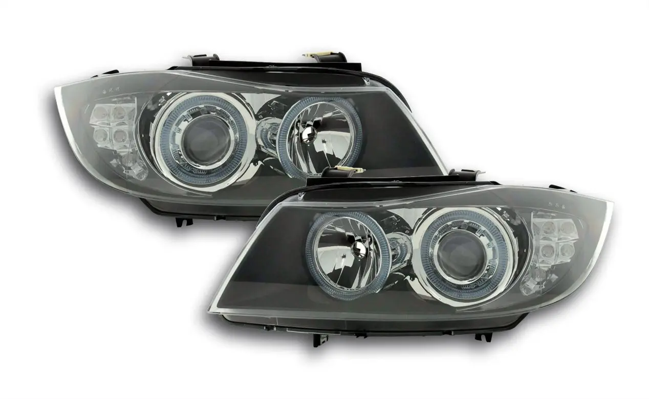 Frontlykter BMW 3 (E90/E91) 2005-2008 ANGEL EYES BLACK LED INDICATOR