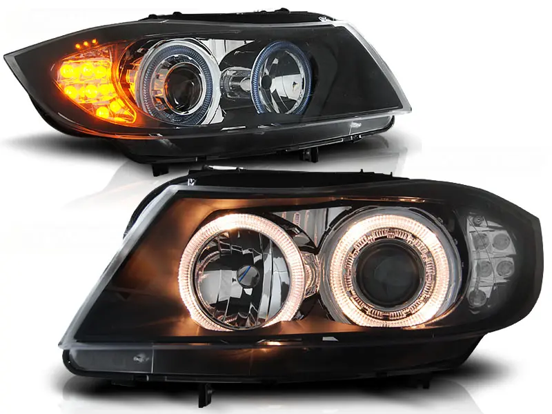 Frontlykter BMW 3 (E90/E91) 2005-2008 ANGEL EYES BLACK LED INDICATOR – bilde 4