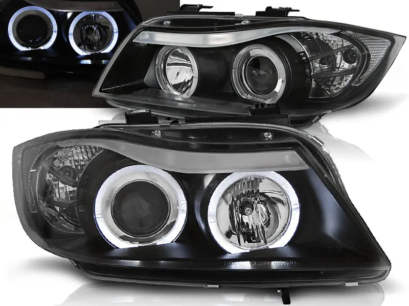 Frontlykter BMW 3 (E90/E91) 2005-2008 | Angel Eyes Black