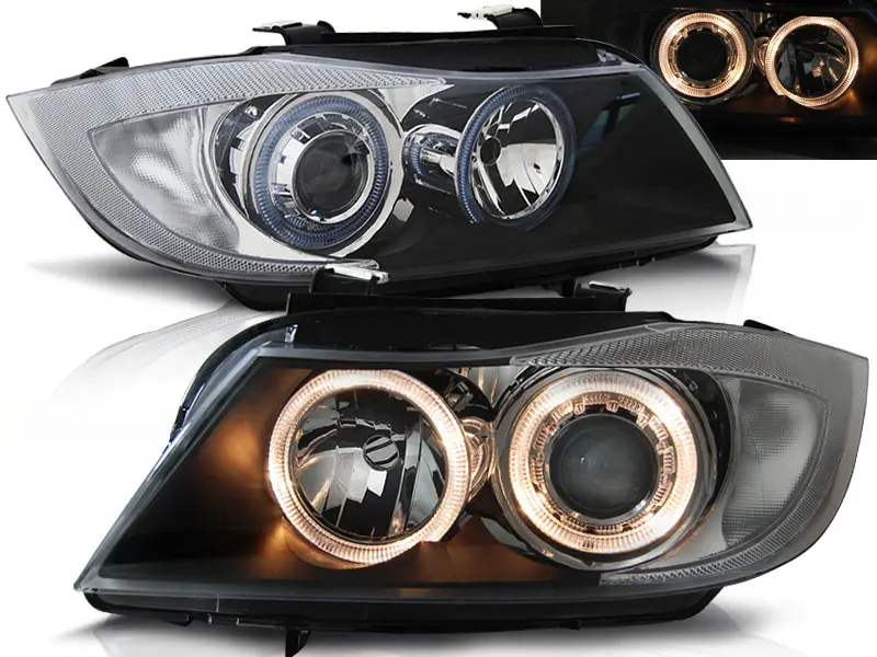 Frontlykter BMW 3 (E90/E91) 2005-2008 ANGEL EYES BLACK