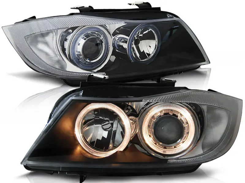 Frontlykter BMW 3 (E90/E91) 2005-2008 ANGEL EYES BLACK – bilde 3