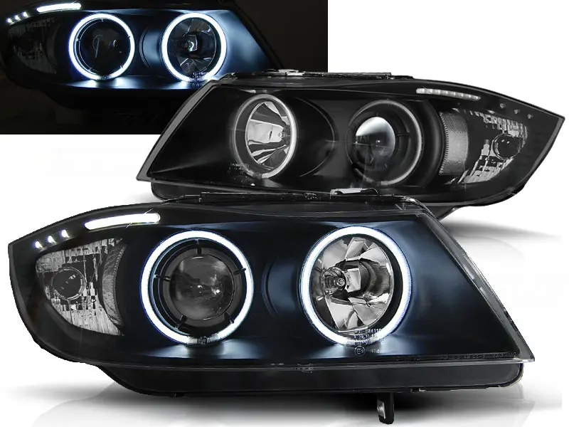 Frontlykter BMW 3 (E90/E91) 2005-2008 ANGEL EYES CCFL BLACK – bilde 2