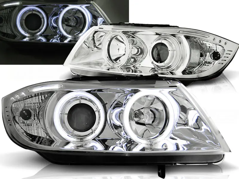 Frontlykter BMW 3 (E90/E91) 2005 - 2008 | ANGEL EYES CCFL CHROME – bilde 2