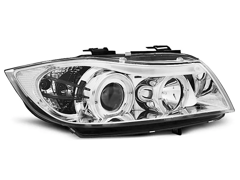Frontlykter BMW 3 (E90/E91) 2005-2008 ANGEL EYES CHROME – bilde 4