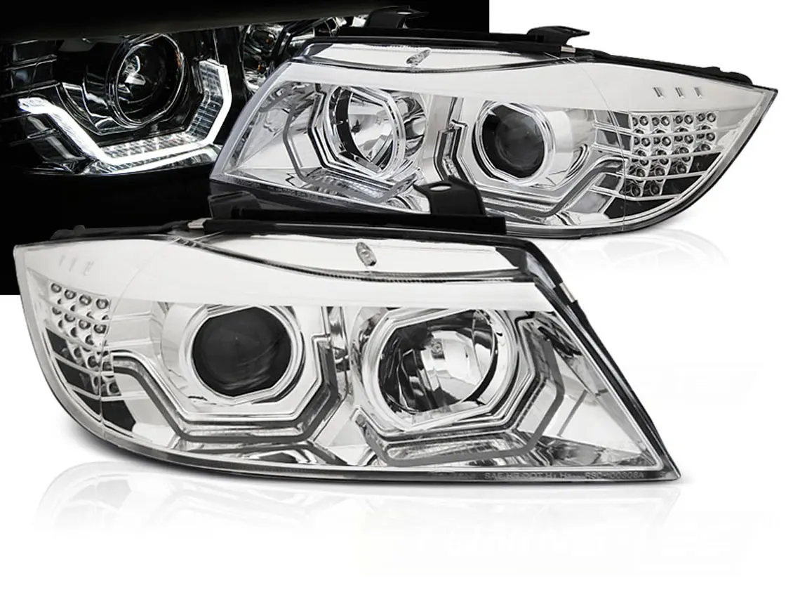 Frontlykter BMW 3 (E90/E91) 2005 - 2008 | ANGEL EYES LED 3D CHROME