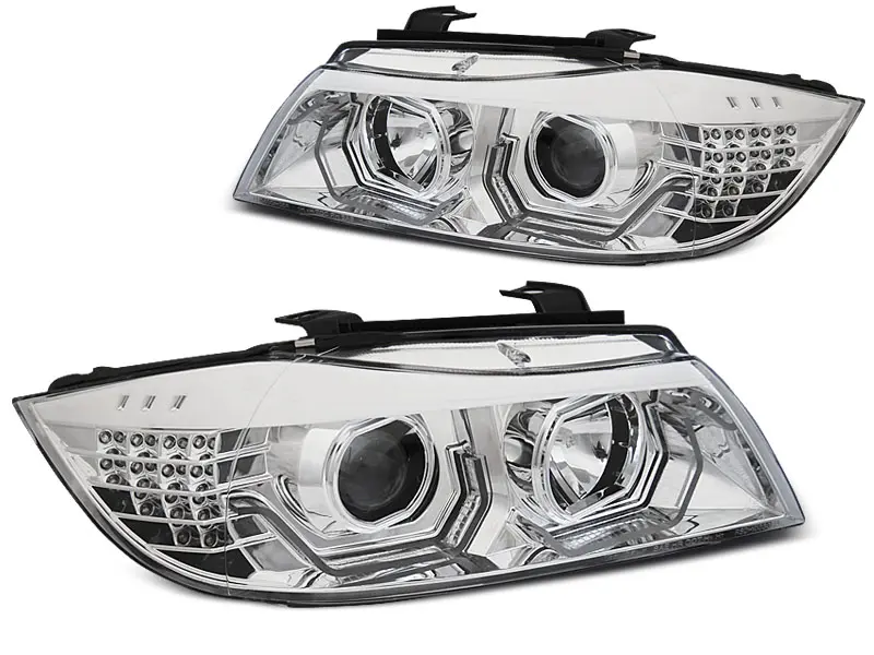 Frontlykter BMW 3 (E90/E91) 2005 - 2008 | ANGEL EYES LED 3D CHROME – bilde 6