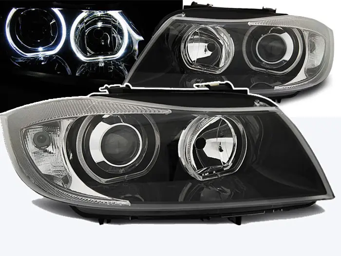 Frontlykter BMW 3 (E90/E91) 2005-2011 ANGEL EYES LED BLACK