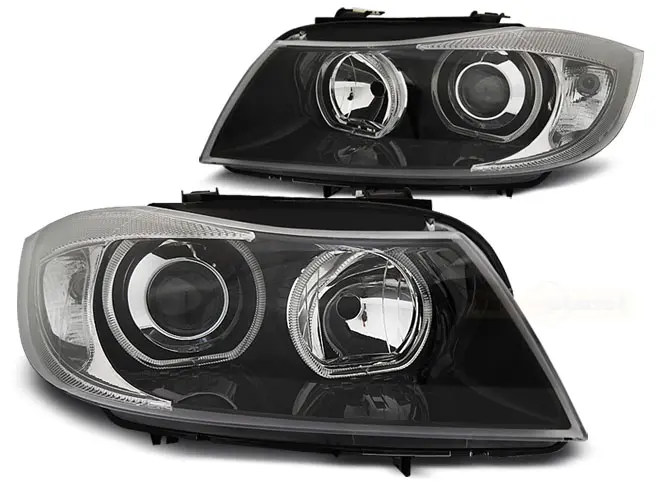 Frontlykter BMW 3 (E90/E91) 2005-2011 ANGEL EYES LED BLACK – bilde 2