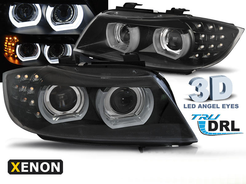 Frontlykter BMW 3 (E90/E91) 2008 - 2012 | XENON ANGEL EYES LED DRL BLACK