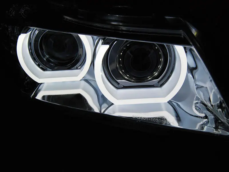 Frontlykter BMW 3 (E90/E91) 2009-2011 XENON ANGEL EYES LED DRL CHROME – bilde 2