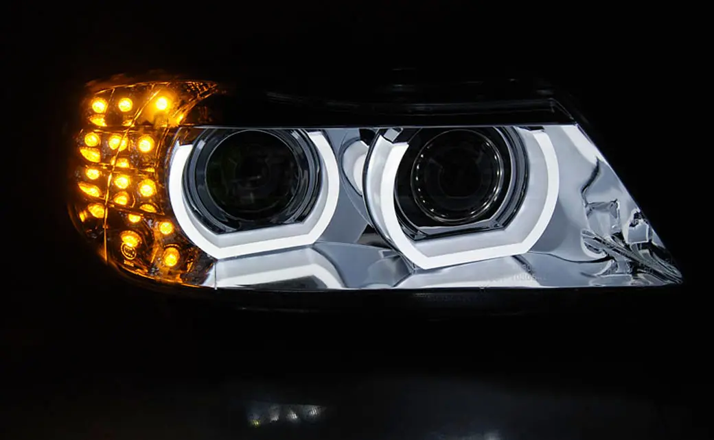 Frontlykter BMW 3 (E90/E91) 2009-2011 XENON ANGEL EYES LED DRL CHROME – bilde 3