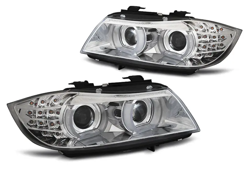 Frontlykter BMW 3 (E90/E91) 2009-2011 XENON ANGEL EYES LED DRL CHROME – bilde 5