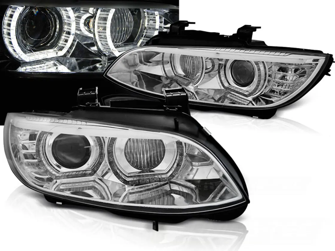Frontlykter BMW 3 (E92/E93) 2006-2010 XENON ANGEL EYES LED CHROME AFS