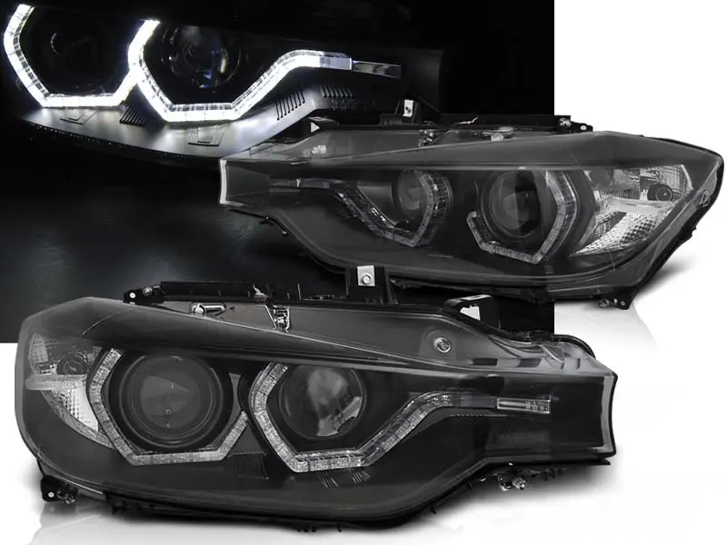 Frontlykter BMW 3 (F30/F31) 2011 - 2015  | Angel Eyes LED DRL Black