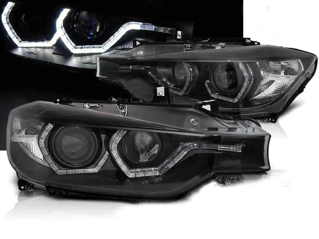 Frontlykter BMW 3 (F30/F31) 2011 - 2015 | XENON ANGEL EYES LED DRL BLACK Image 2