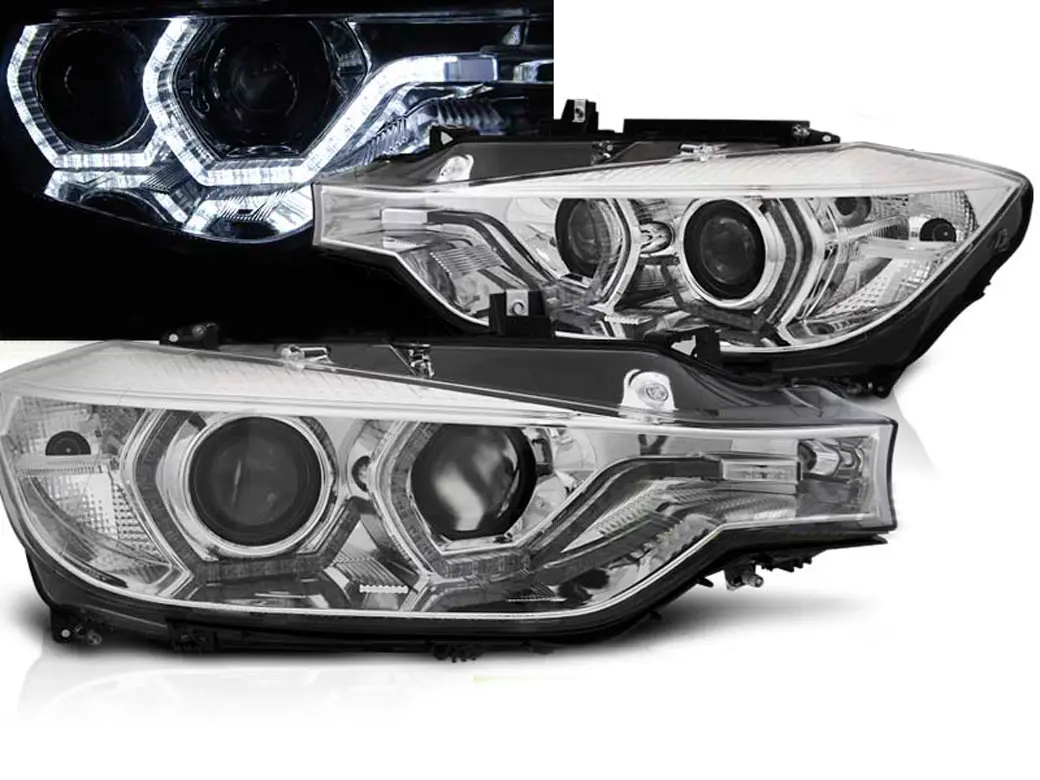 Frontlykter BMW 3 (F30/F31) 2011 - 2015 | XENON ANGEL EYES LED DRL CHROME