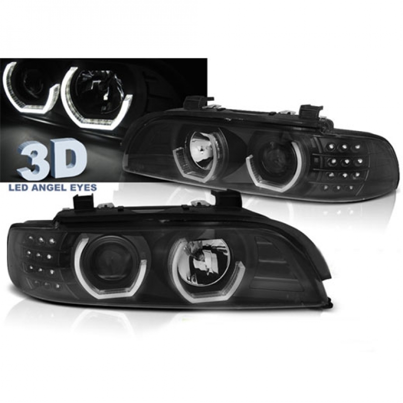 Frontlykter BMW 5 (E39) 1995-2003 ANGEL EYES 3D BLACK