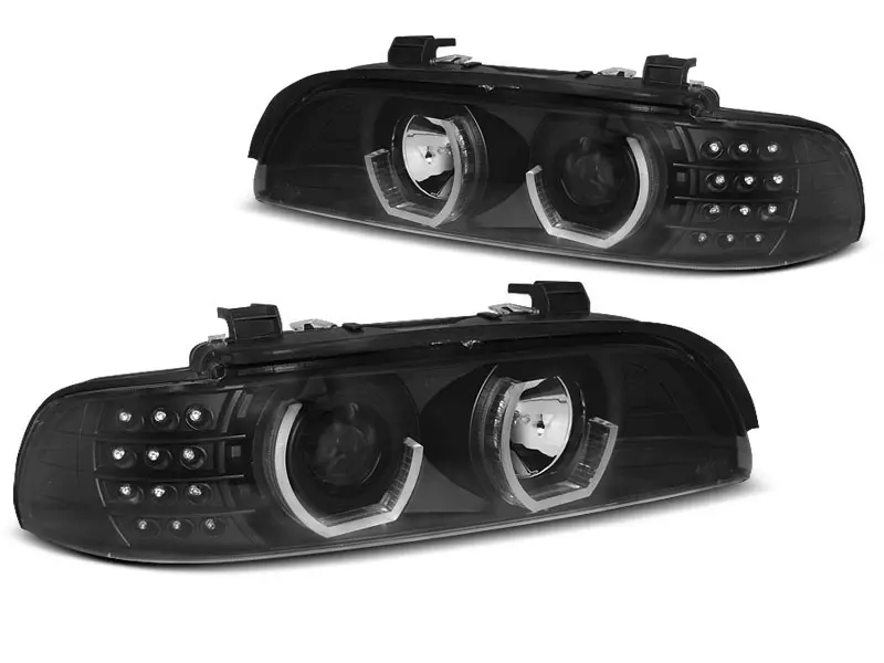 Frontlykter BMW 5 (E39) 1995-2003 ANGEL EYES 3D BLACK – bilde 11