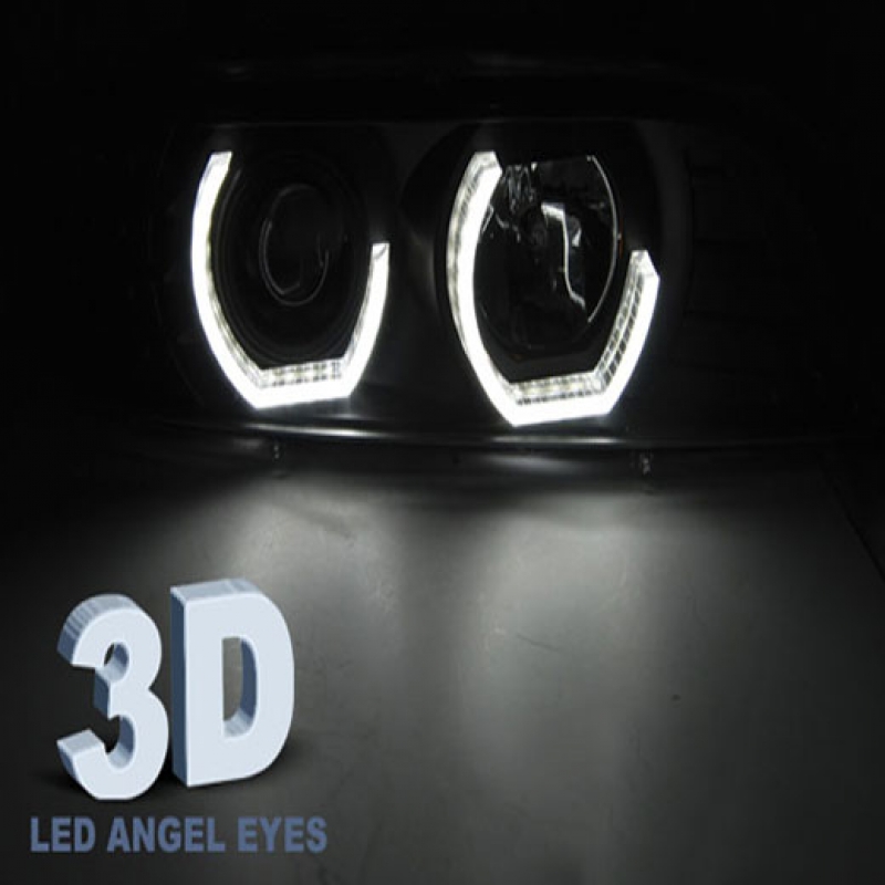 Frontlykter BMW 5 (E39) 1995-2003 ANGEL EYES 3D BLACK – bilde 5