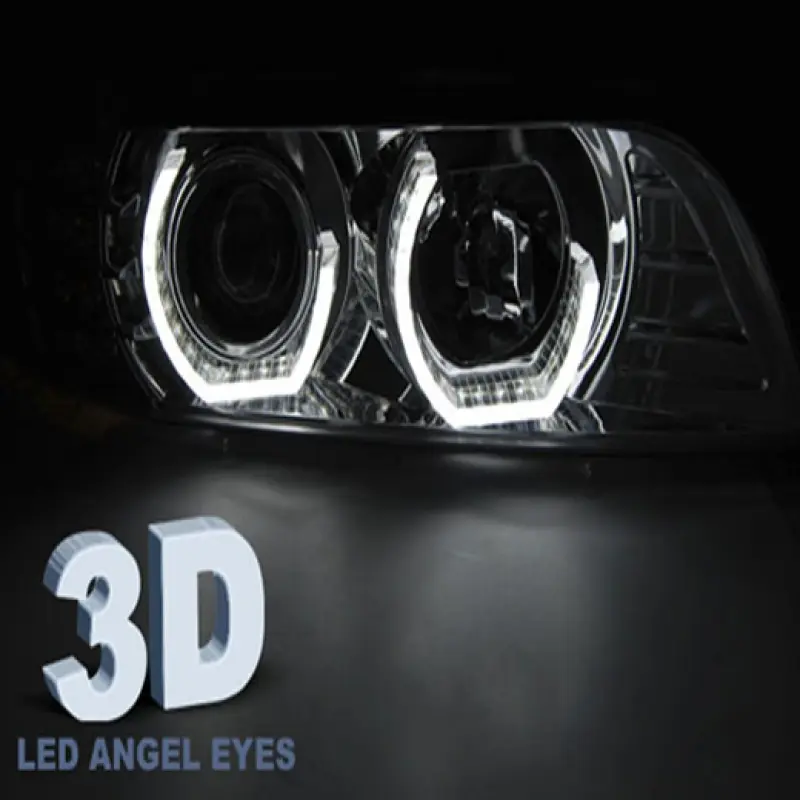 Frontlykter BMW 5 (E39) 1995-2003 ANGEL EYES 3D CHROME – bilde 5