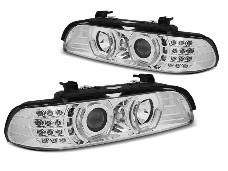 Frontlykter BMW 5 (E39) 1995-2003 ANGEL EYES 3D CHROME – bilde 8